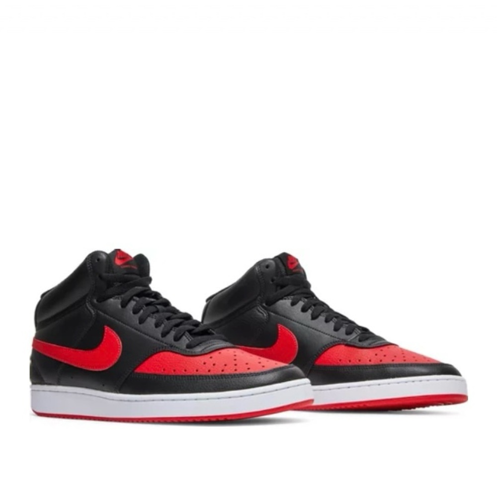 Nike Court Vision Mid Men’s Sneaker-No Shoe Box Included-Colors Red Black White.